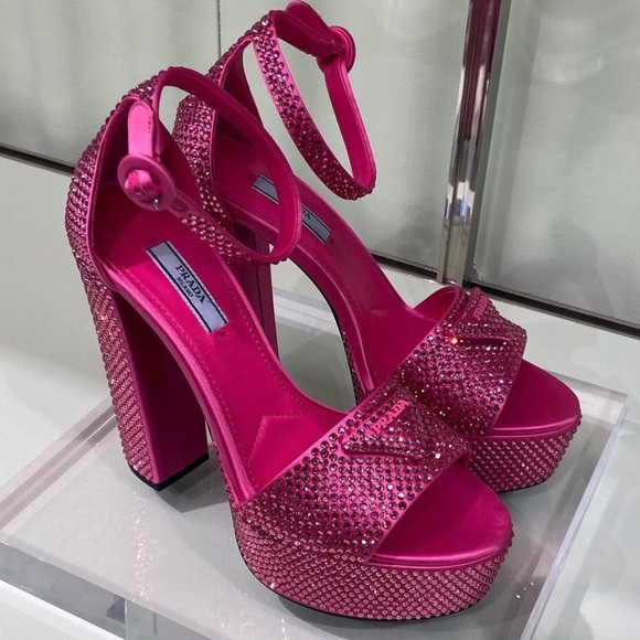 Prada Women's Pink Embellished Heels - Picture 9 of 12